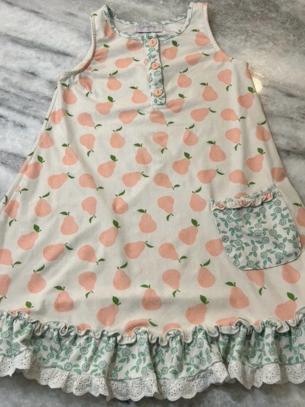 Sweethoney girls size 10 peach Print Sleeveless Girls Pajama Dress